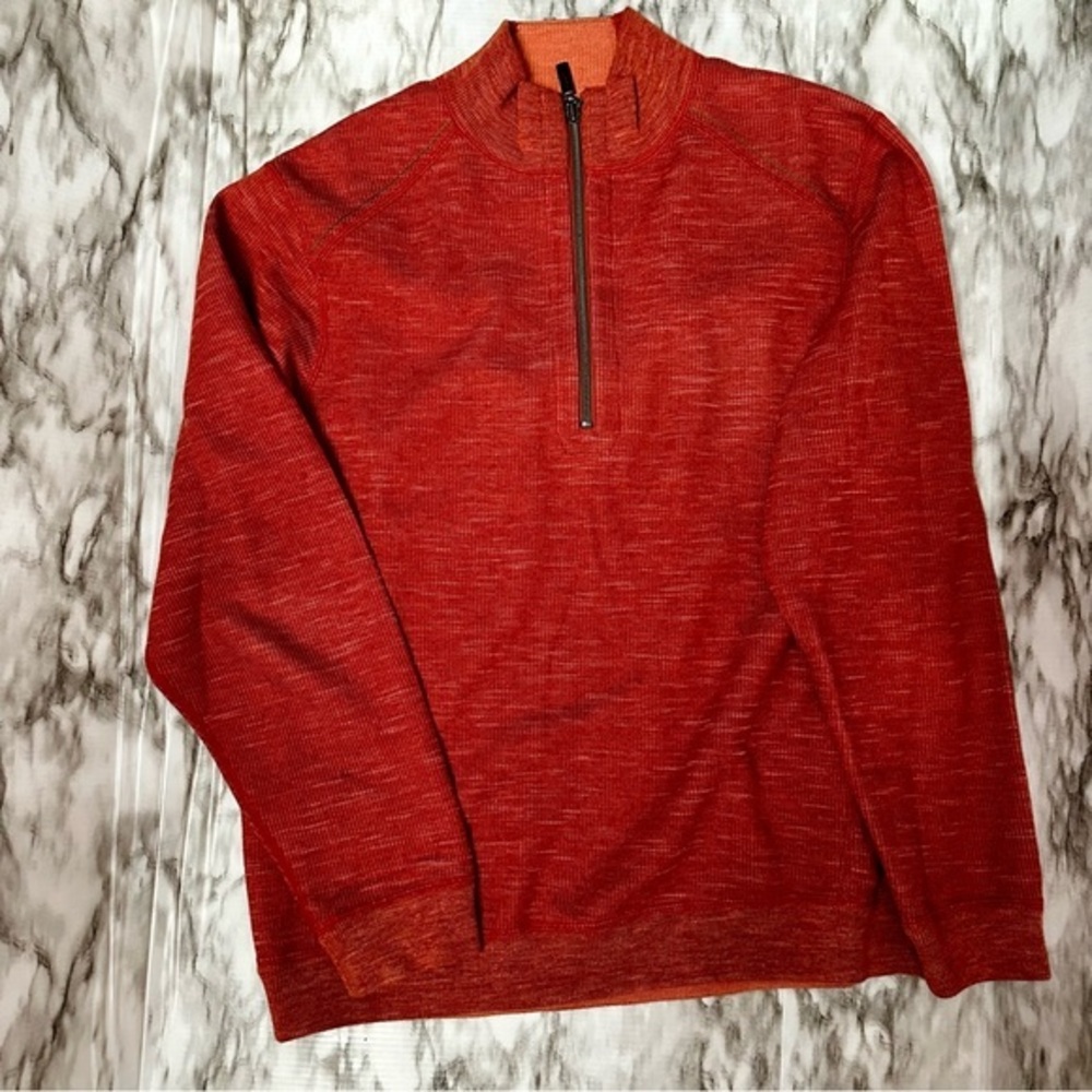 Tommy Bahama Mens Rust Half Zip Pull Over Raglan Sleeve Shirt Outerwear Fall Fun